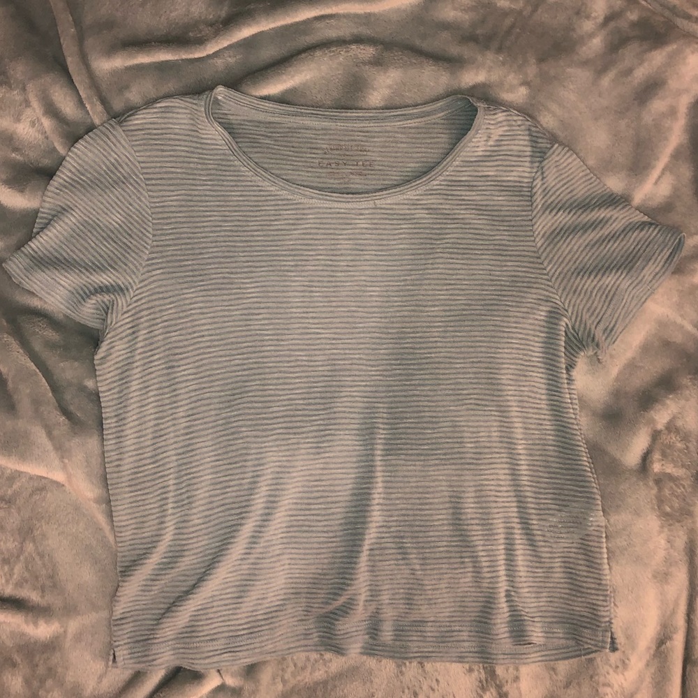 XS Baby Blue Semi-sheer Crop Top